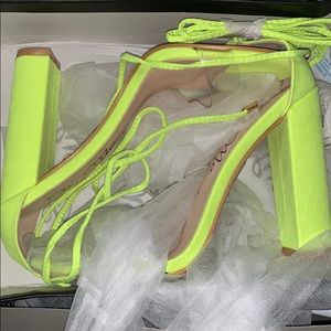New! Never worn. Neon highlighter heels.